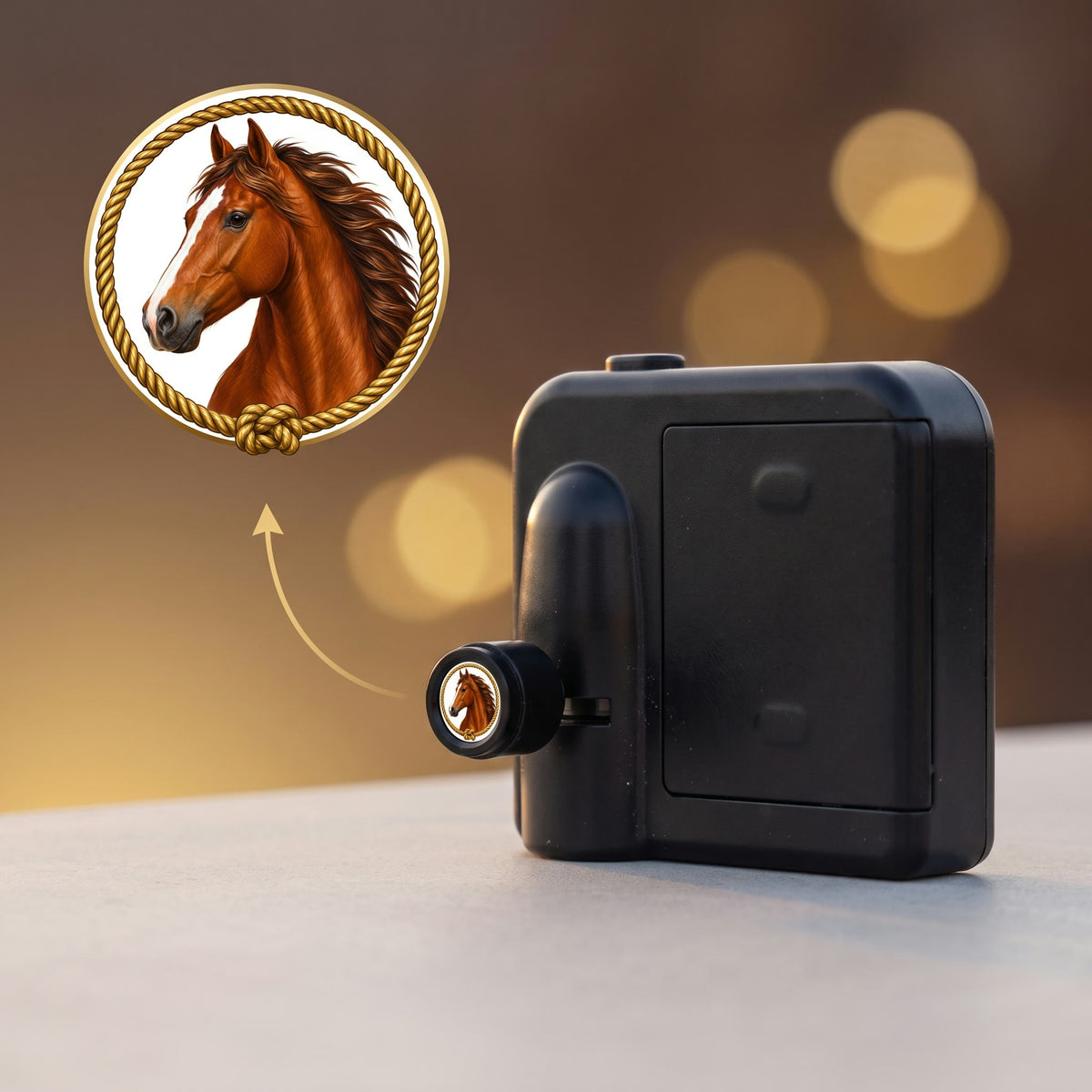 HOOFMARK car door projector with the Horse Head emblem