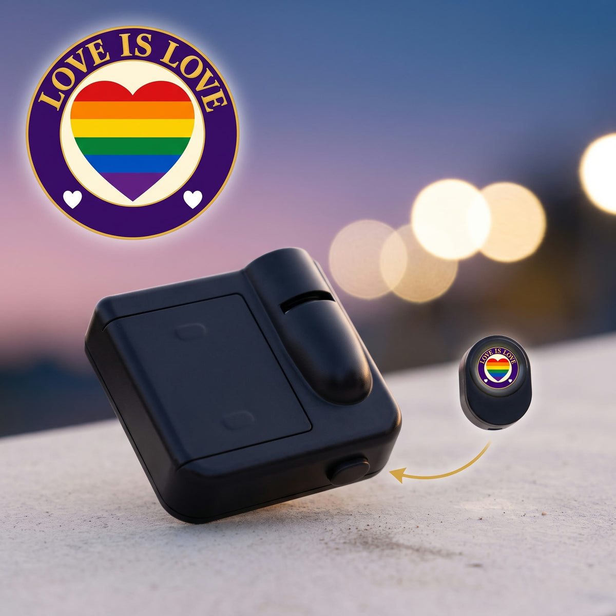 PRIDEMARK with the Love Is Love heart