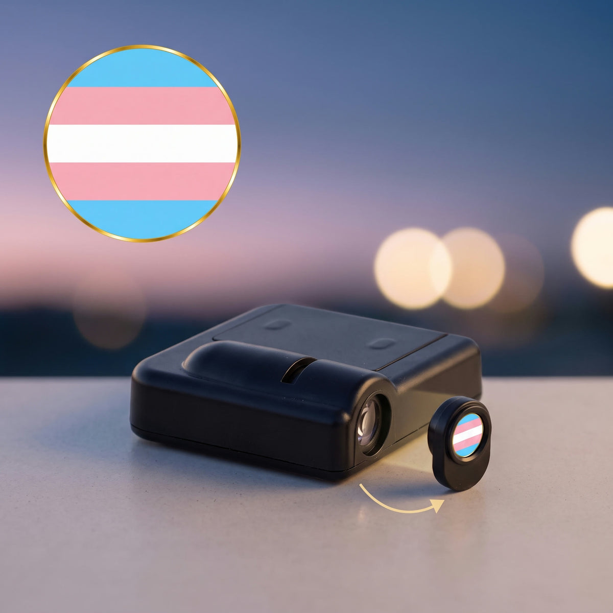 PRIDEMARK with the Trans Pride flag