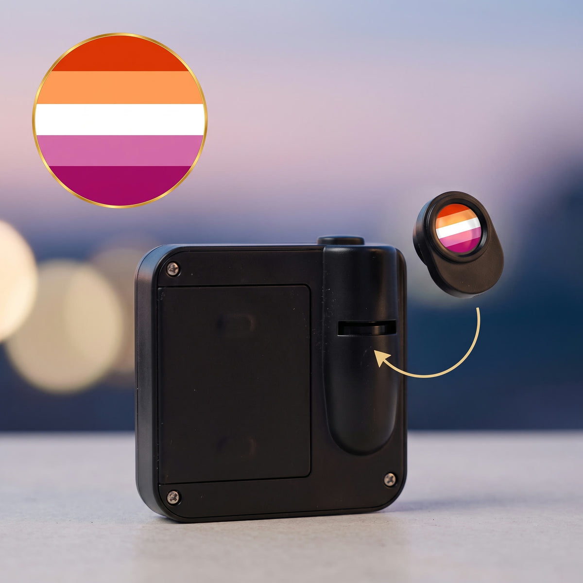 PRIDEMARK with the Lesbian Pride flag