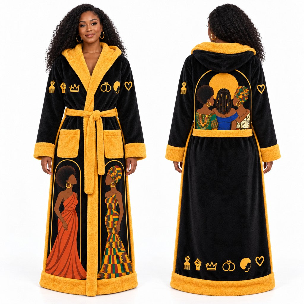SOULWARM heated robe on the mannequin, front and back